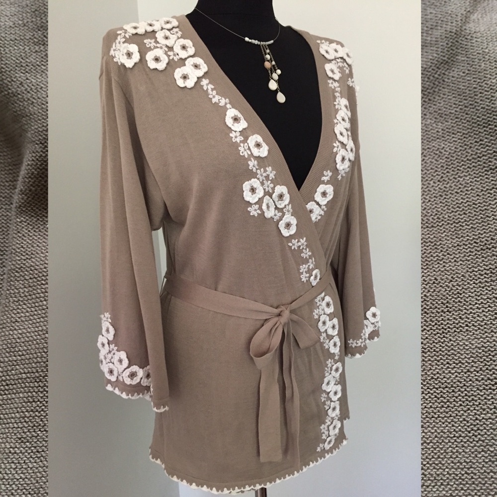 Coldwater Creek Floral Kimono Cardigan Sweater